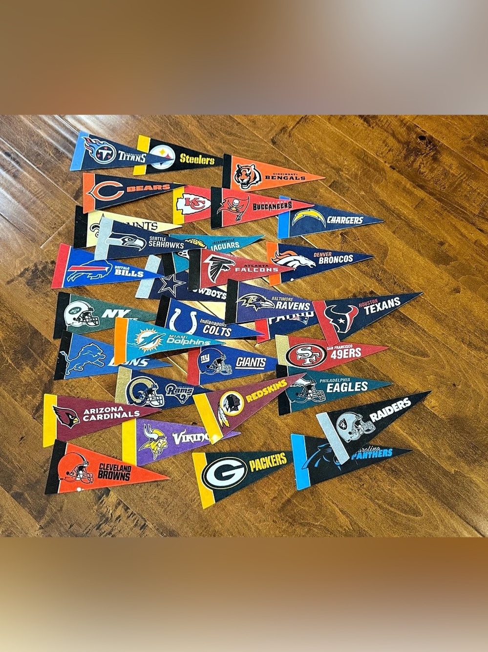 Set of mini NFL pennants